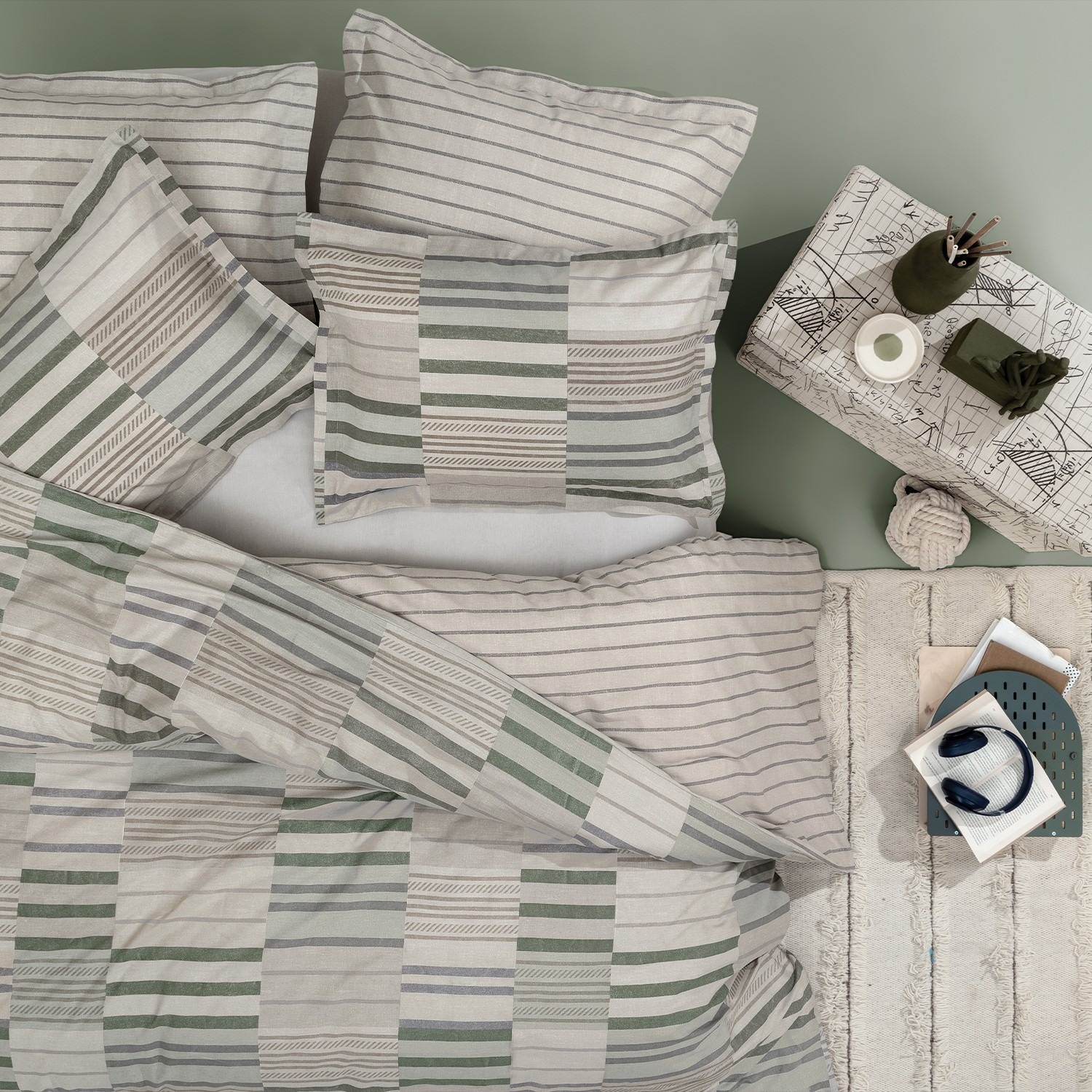 Yataş Avril Çift Kişilik Ranforce Nevresim Takımı - Adaçayı Yataş