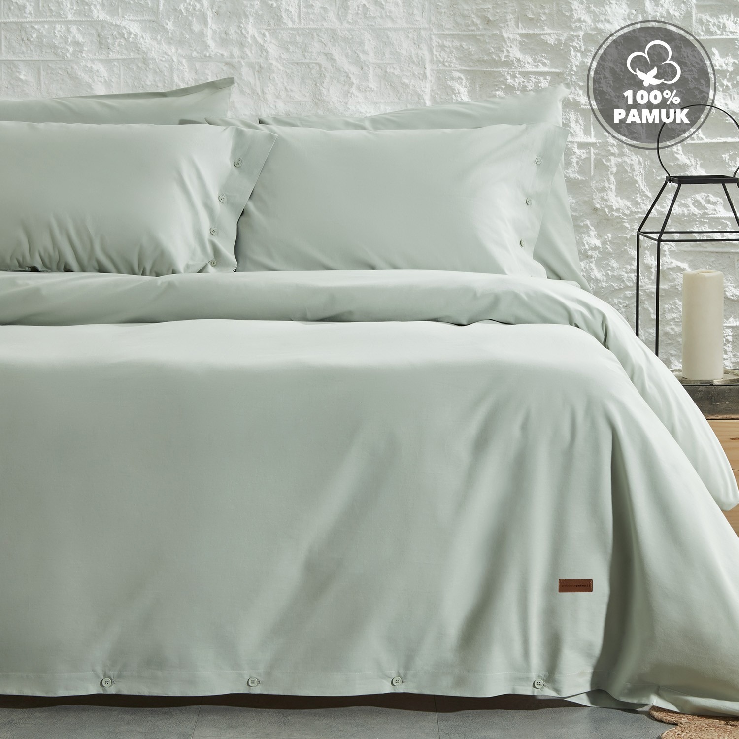 Yataş Bedding Plain Çift Kişilik Ranforce Yıkamalı Nevresim Takımı - Adaçayı