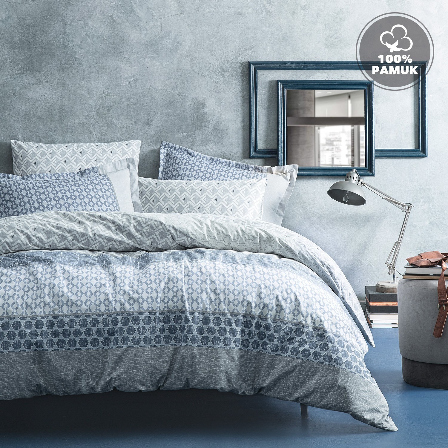 Yataş Bedding Malin Çift Kişilik Ranforce Nevresim Seti - Mavi