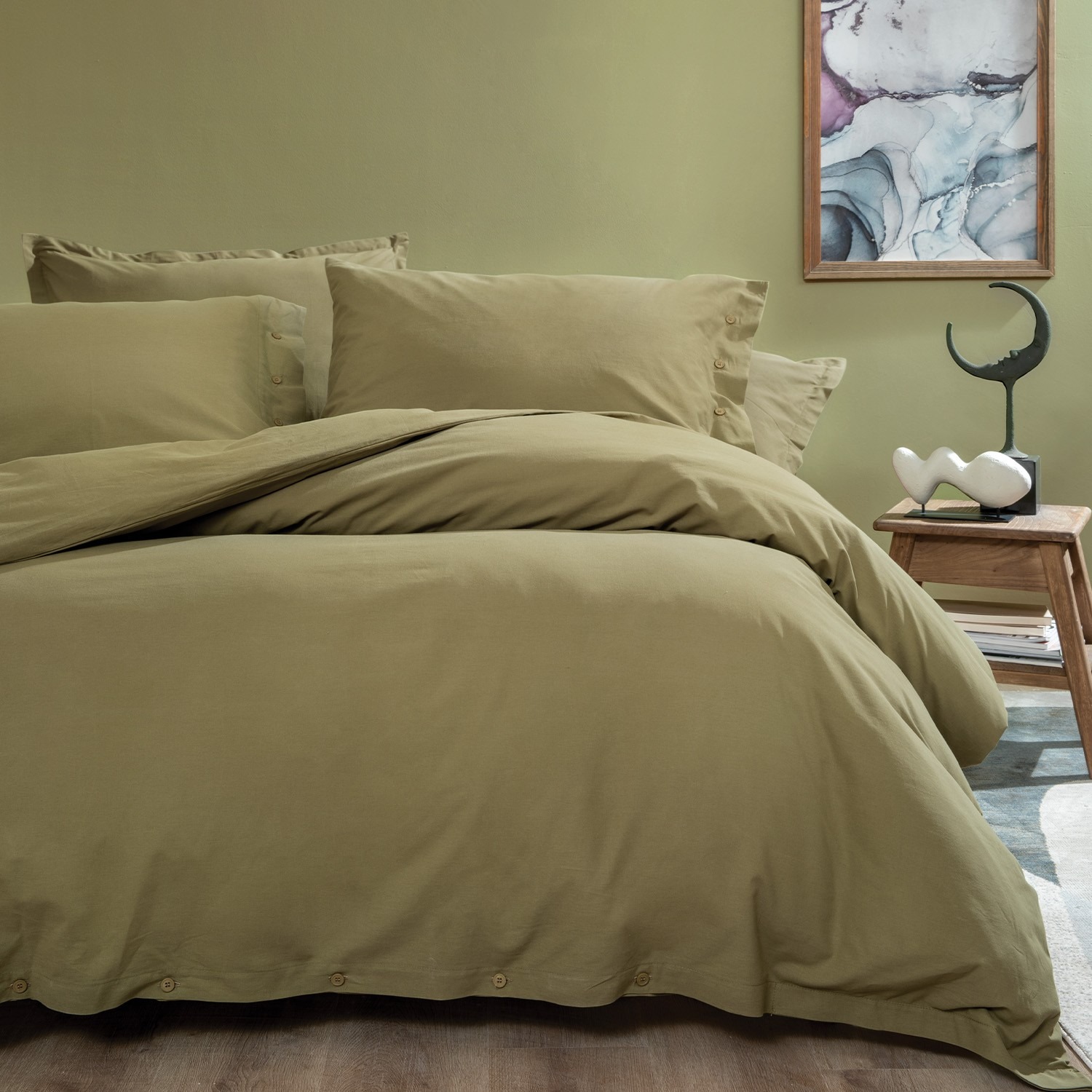 Yataş Plain Çift Kişilik Ranforce Yıkamalı Nevresim Takımı - Yeşil