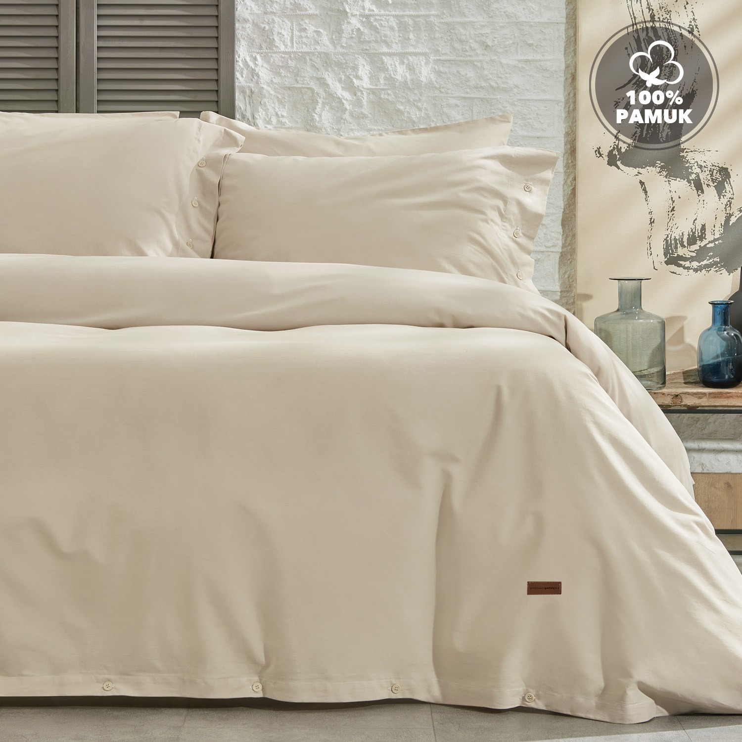 Yataş Bedding Plain Çift Kişilik Ranforce Yıkamalı Nevresim Takımı - Bej