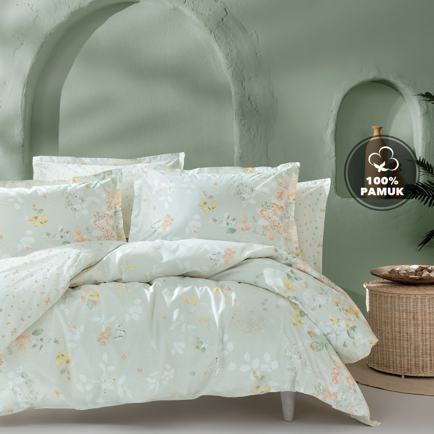 Yataş Merri Çift Kişilik Ranforce Nevresim Takımı - Açık Yeşil