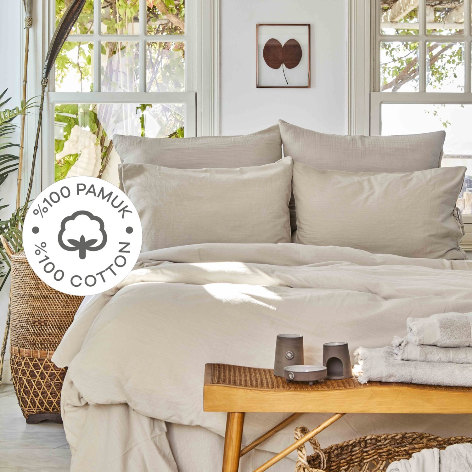 Karaca Home 4 Element Hava Açık Gri %100 Pamuk Çift Kişilik Nevresim Takımı