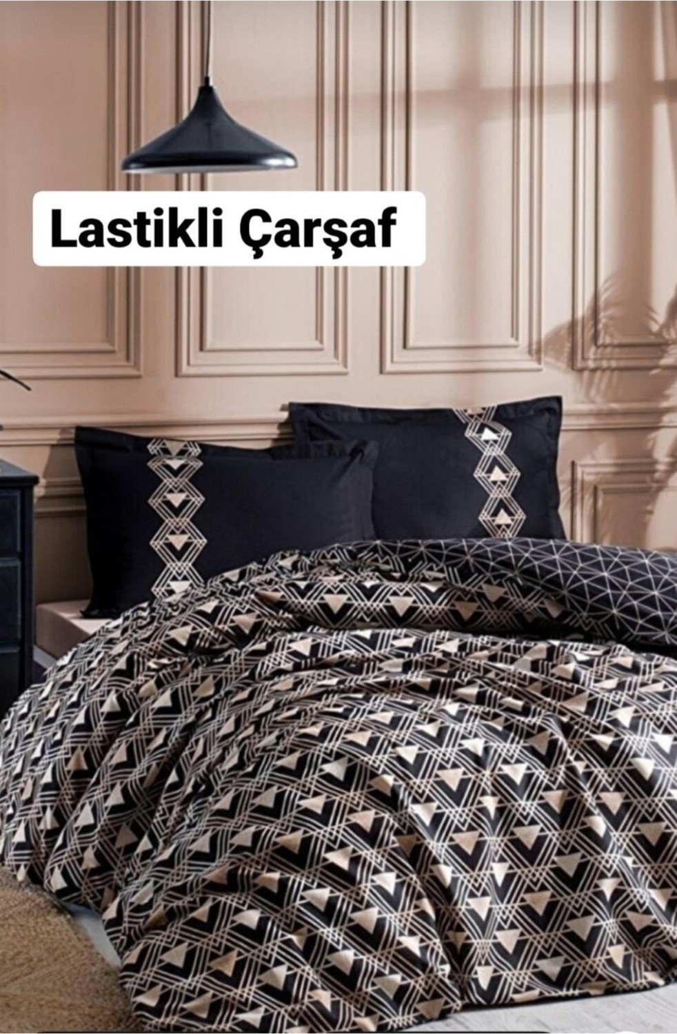 Özdilek Çift Kişilik Çarşafı Lastikli Nevresim Takımı Ouro Siyah