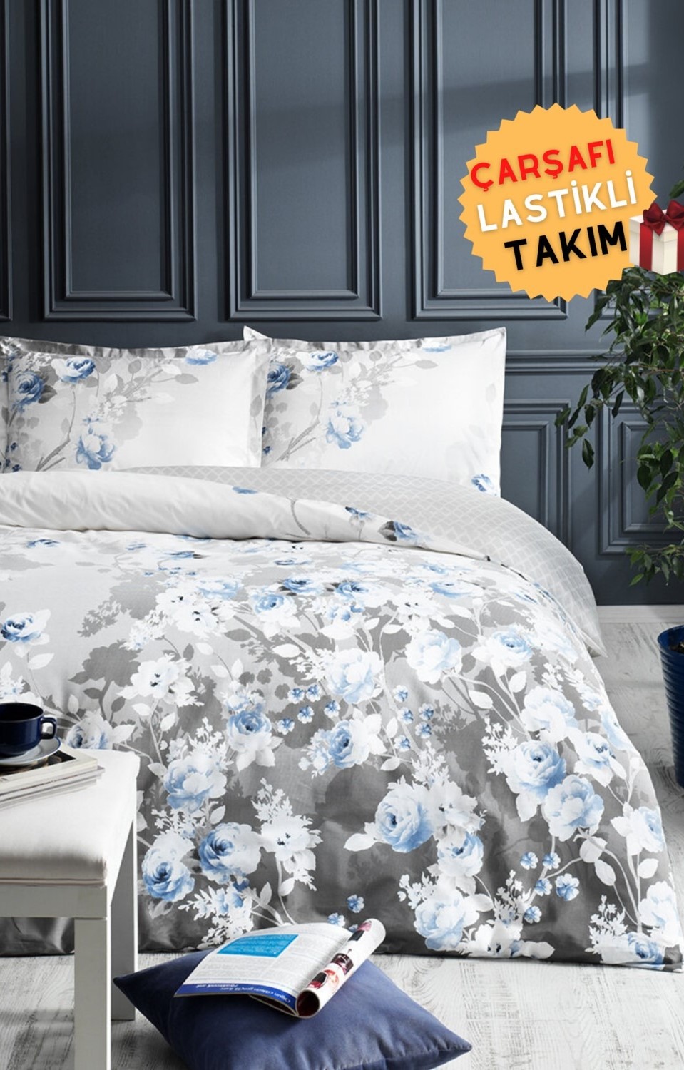 Özdilek Lupita Çift Kişilik Lastikli Çarşaflı Nevresim Takımı