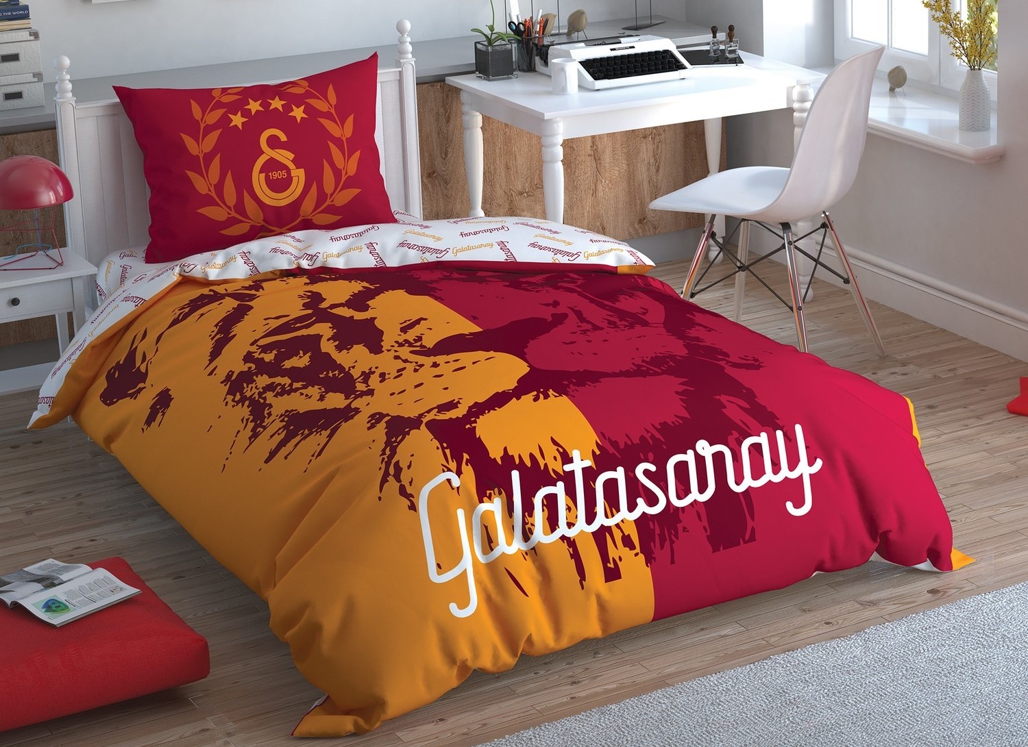 Taç Galatasaray Aslan Logo Tek Kişilik Lisanslı Nevresim Takımı