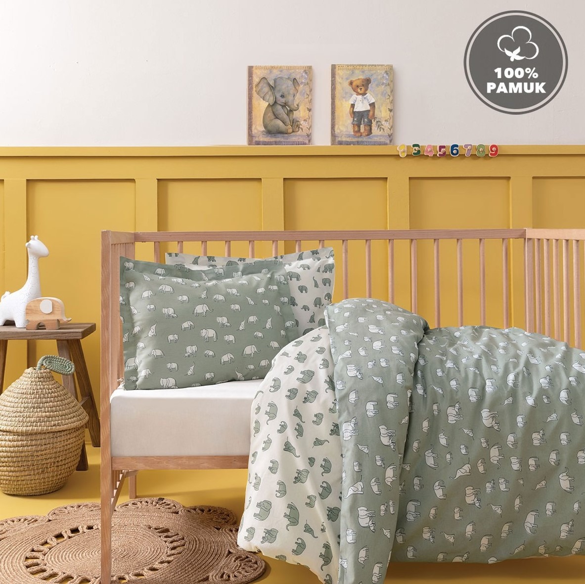 Yataş Mini Povey Bebek Ranforce %100 Pamuk Nevresim Takımı - Adaçayı