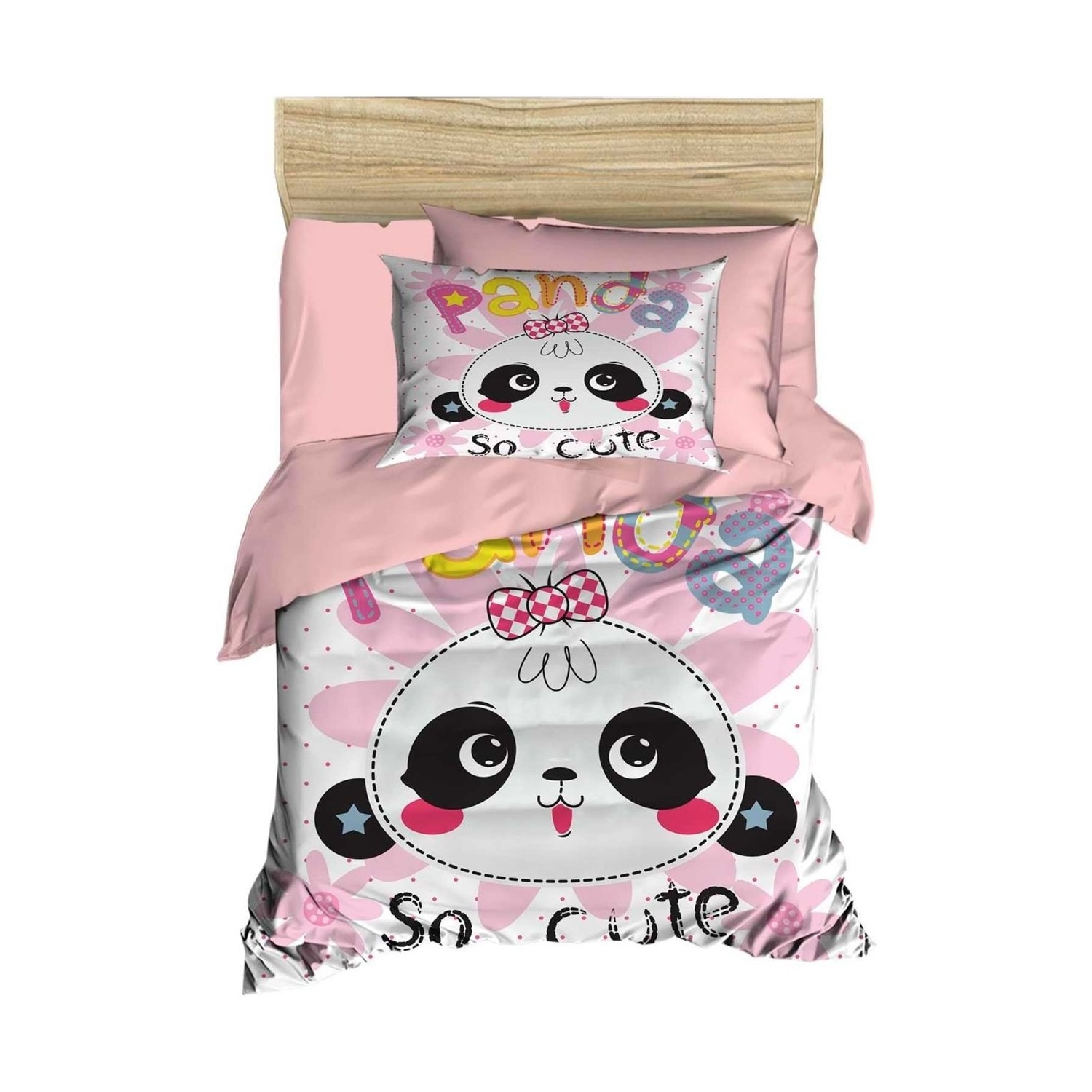 Mira Home Yenidoğan Kız Bebek Nevresim Takımı - Pamuklu Panda So Cute