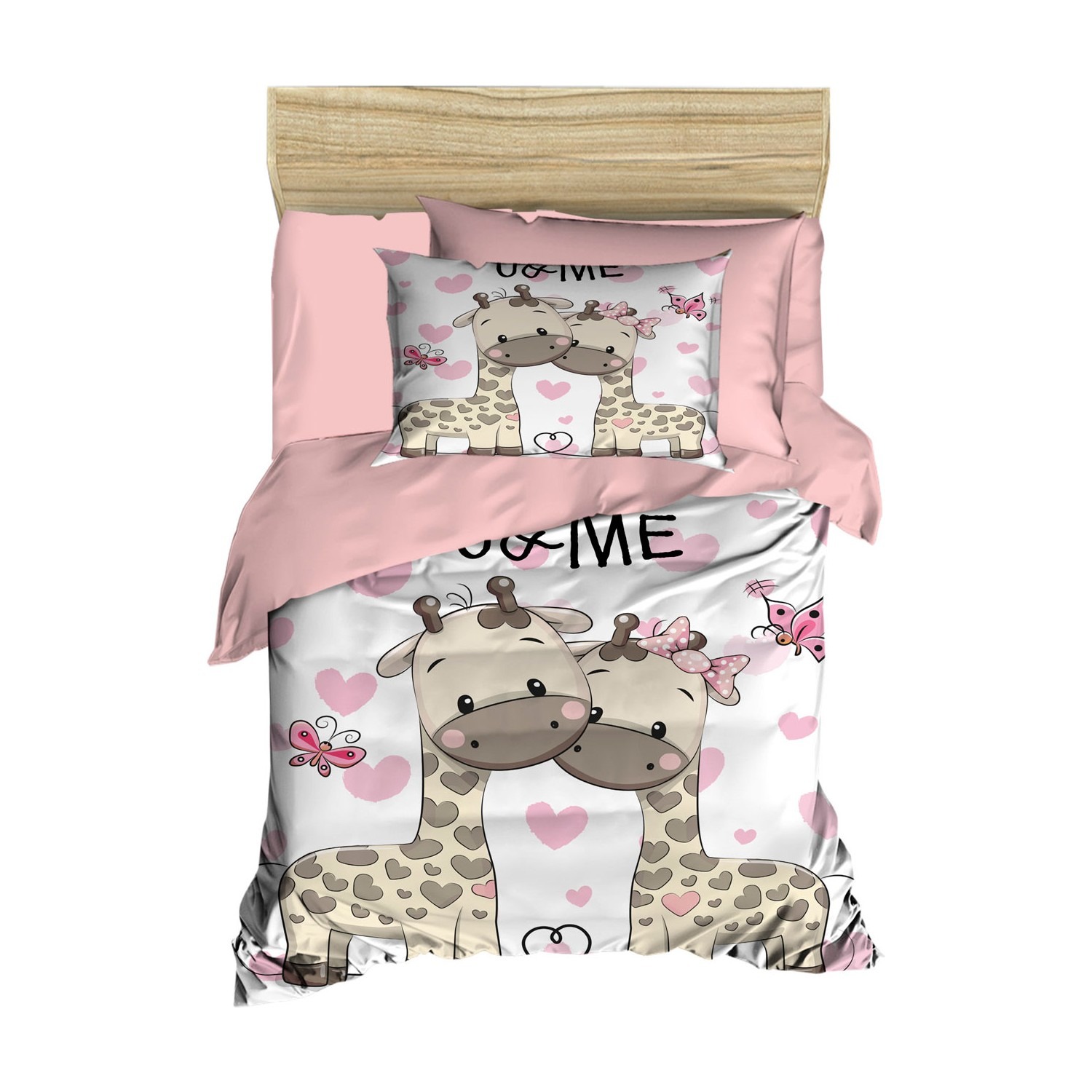 Mira Home Yenidoğan Kız Bebek Nevresim Takımı 3D Pamuklu Zürafa