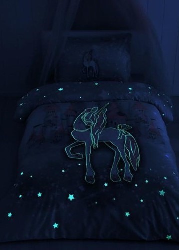 Özdilek Unicorn Dream Fosforlu Tek Kişilik Nevresim Takımı Mavi