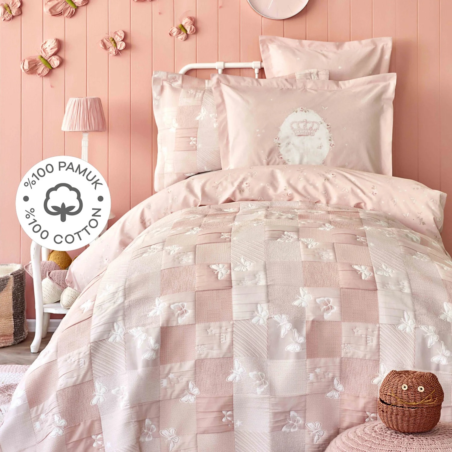 Karaca Home Fizzy Pudra %100 Pamuk Tek Kişilik Genç Nevresim Yatak Örtüsü Set