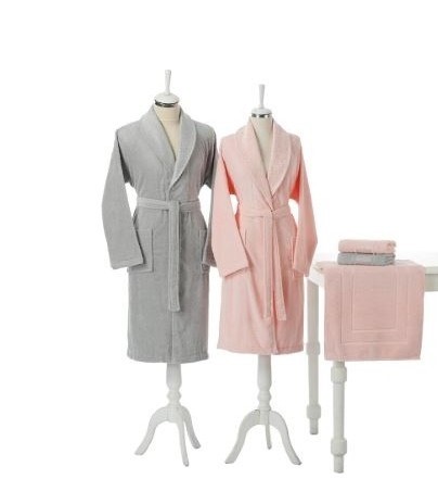 Özdilek Camellia Gri-Pembe Bornoz Seti