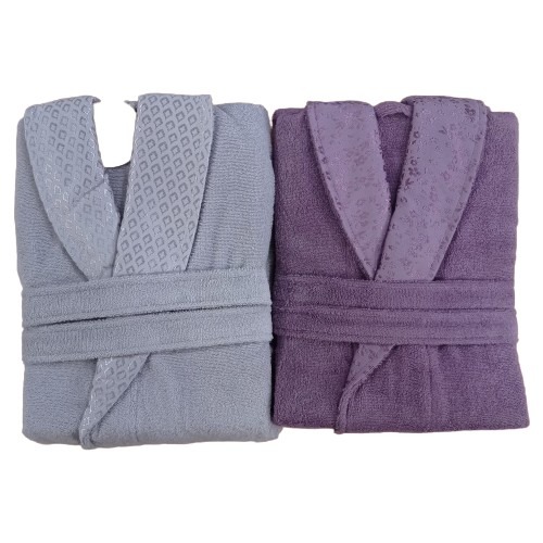 Özdilek Camellia Gri Mürdüm Happy Set Aile Bornoz Seti