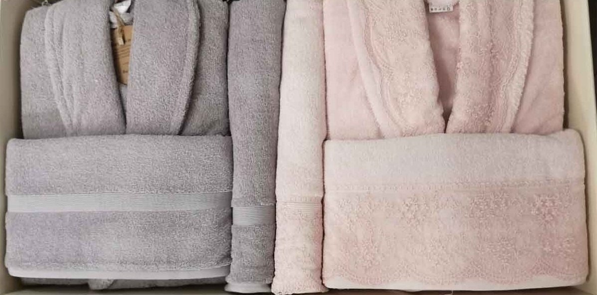 Özdilek Branch Aile Bornoz Seti Gri-Pudra