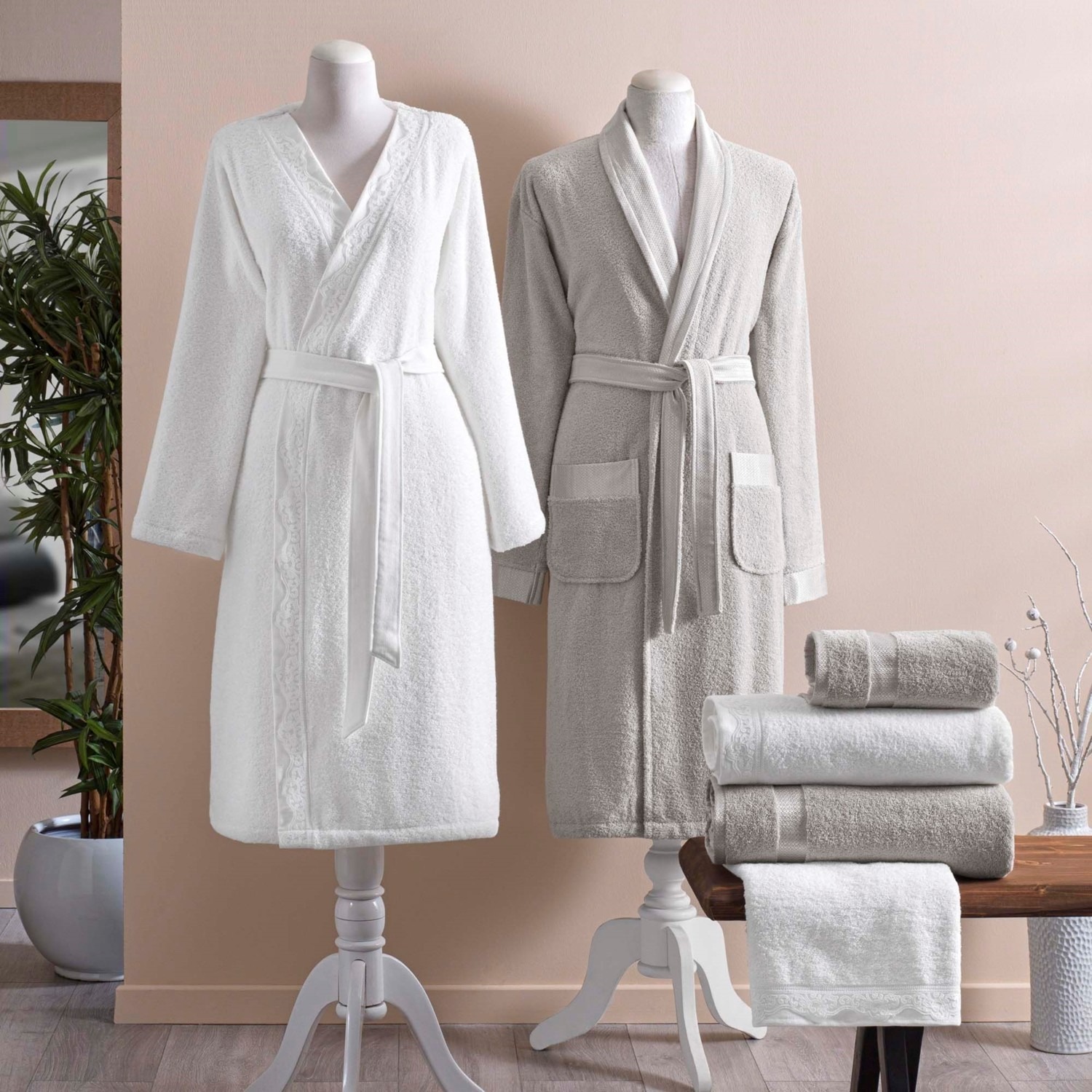 Taç Blanca Pamuk Aile Seti Beyaz Vizon