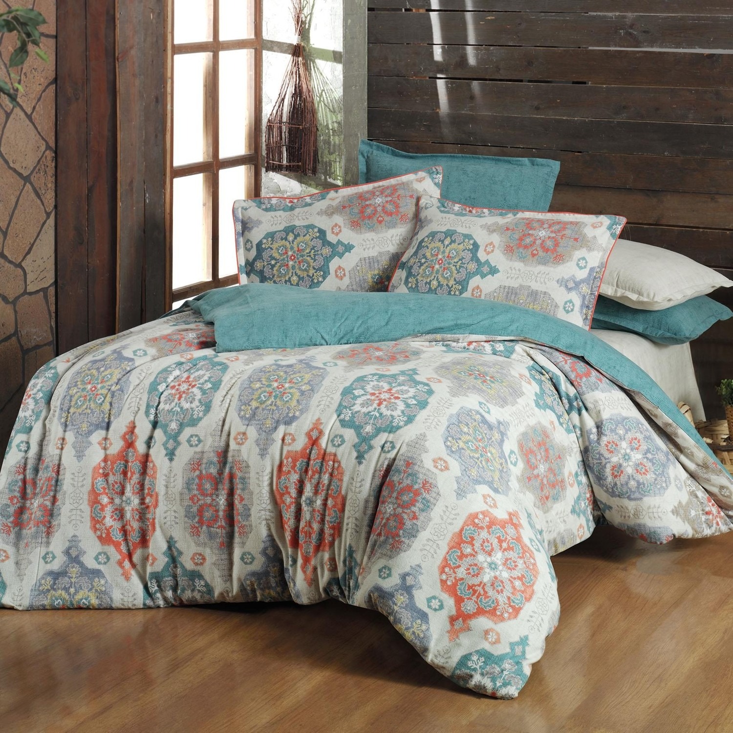 Sarev Nima Yeşil Tek Kişilik Pamuk Flanel (Pazen) Nevresim Takımı