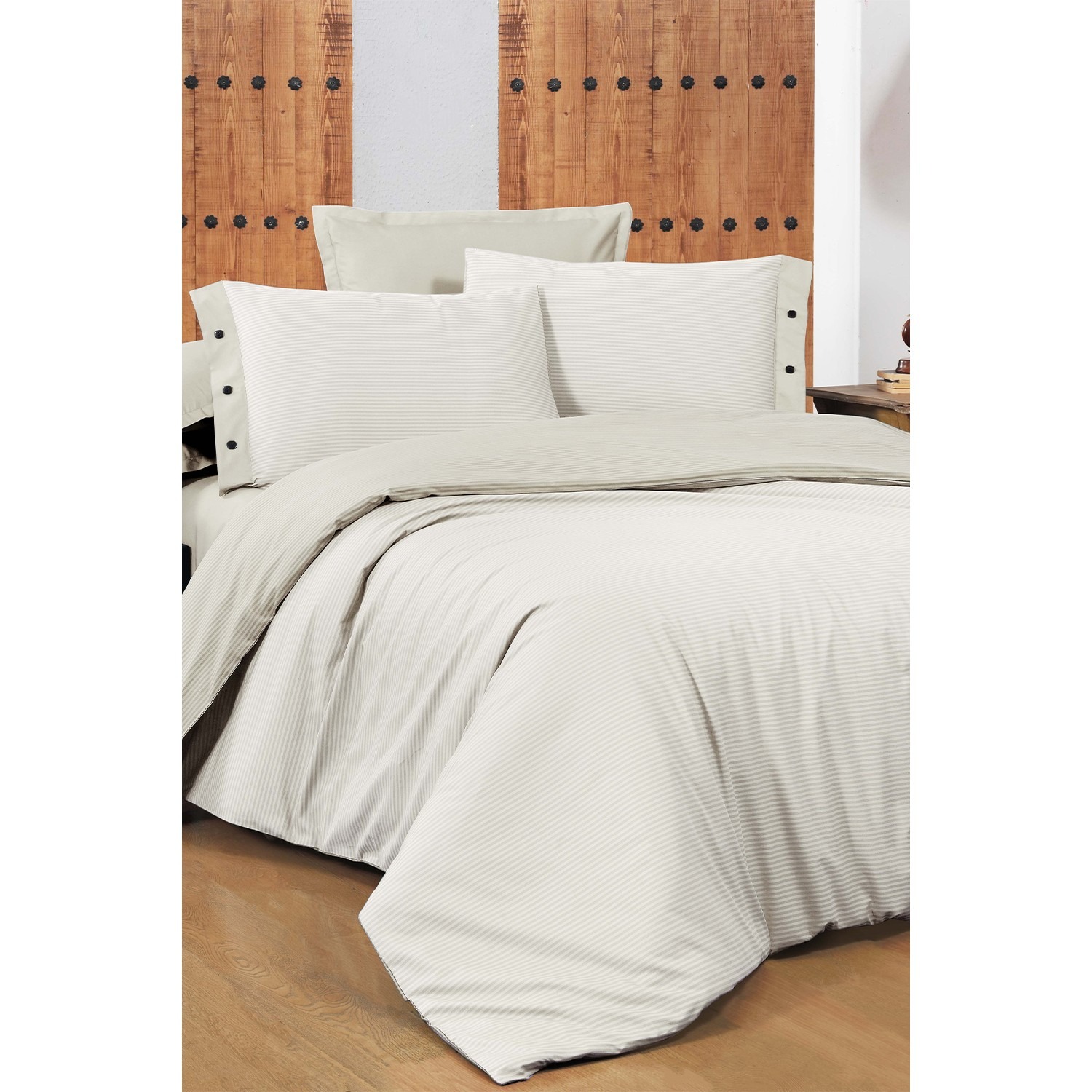 Sarev New Fancy Stripe Ekru Tek Kişilik %100 Pamuk