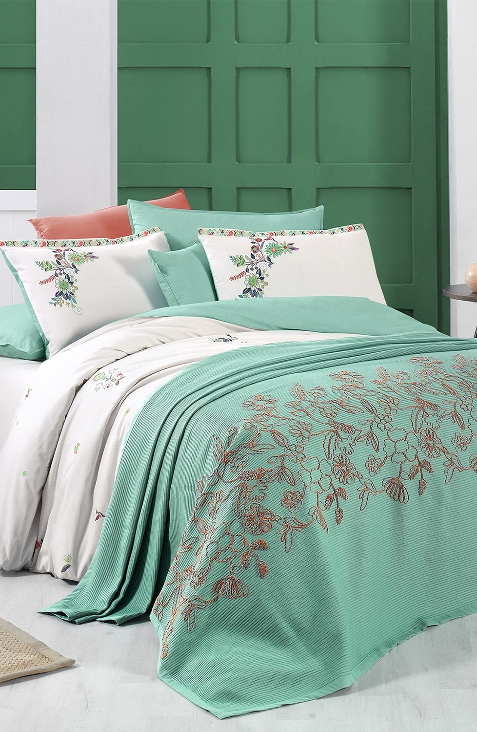 Sarev Eva Mia Yeşil Tek Kişilik %100 Pamuk